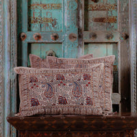 Aruna Ambi Jaal Kalamkari Blockprint Cushion Cover-Cushion Covers-House of Ekam