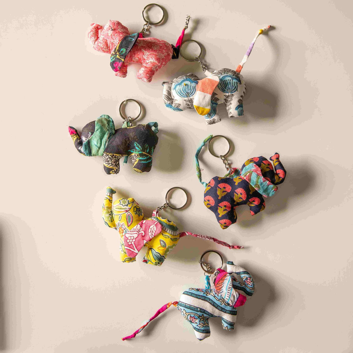 Assorted Colorful Elephant Keychains Set of 2-keychains-House of Ekam
