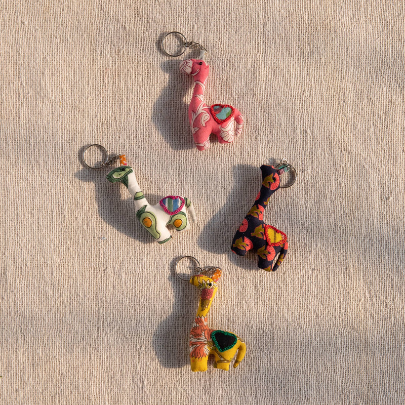 Assorted Colorful Giraffe Keychains Set of 2-keychains-House of Ekam