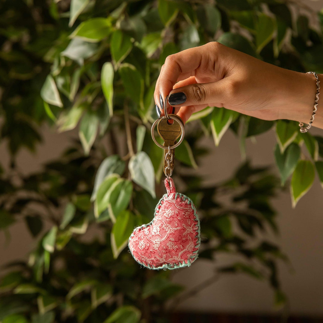 Assorted Colorful Heart Shape Keychains Set of 2-keychains-House of Ekam