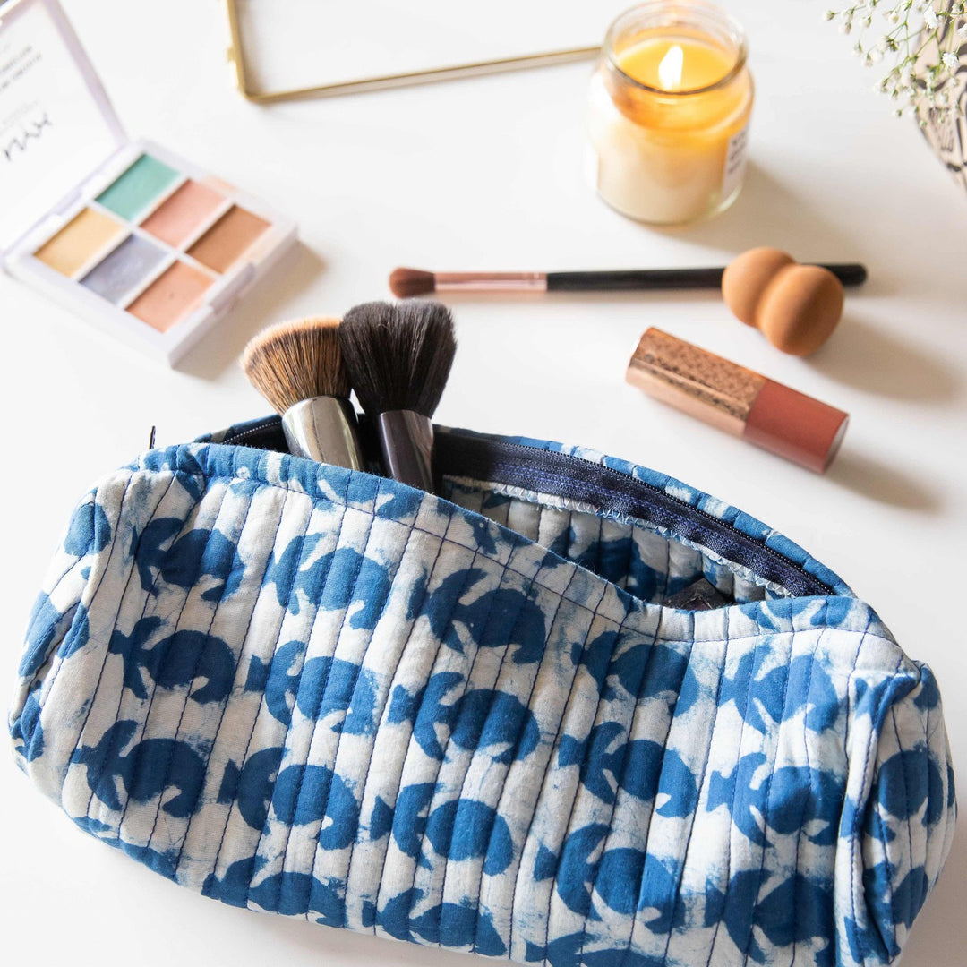 Assorted Indigo Pouches Set of 2-Pouches-House of Ekam