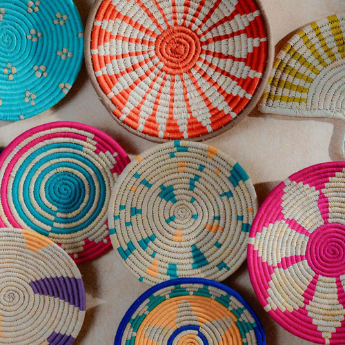 Assorted Sabai Handwoven Grass Baskets with Fans - Combo J-Sabai baskets-House of Ekam
