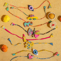 Assorted Set of Fabric Rakhis Combo B-Rakhis-House of Ekam