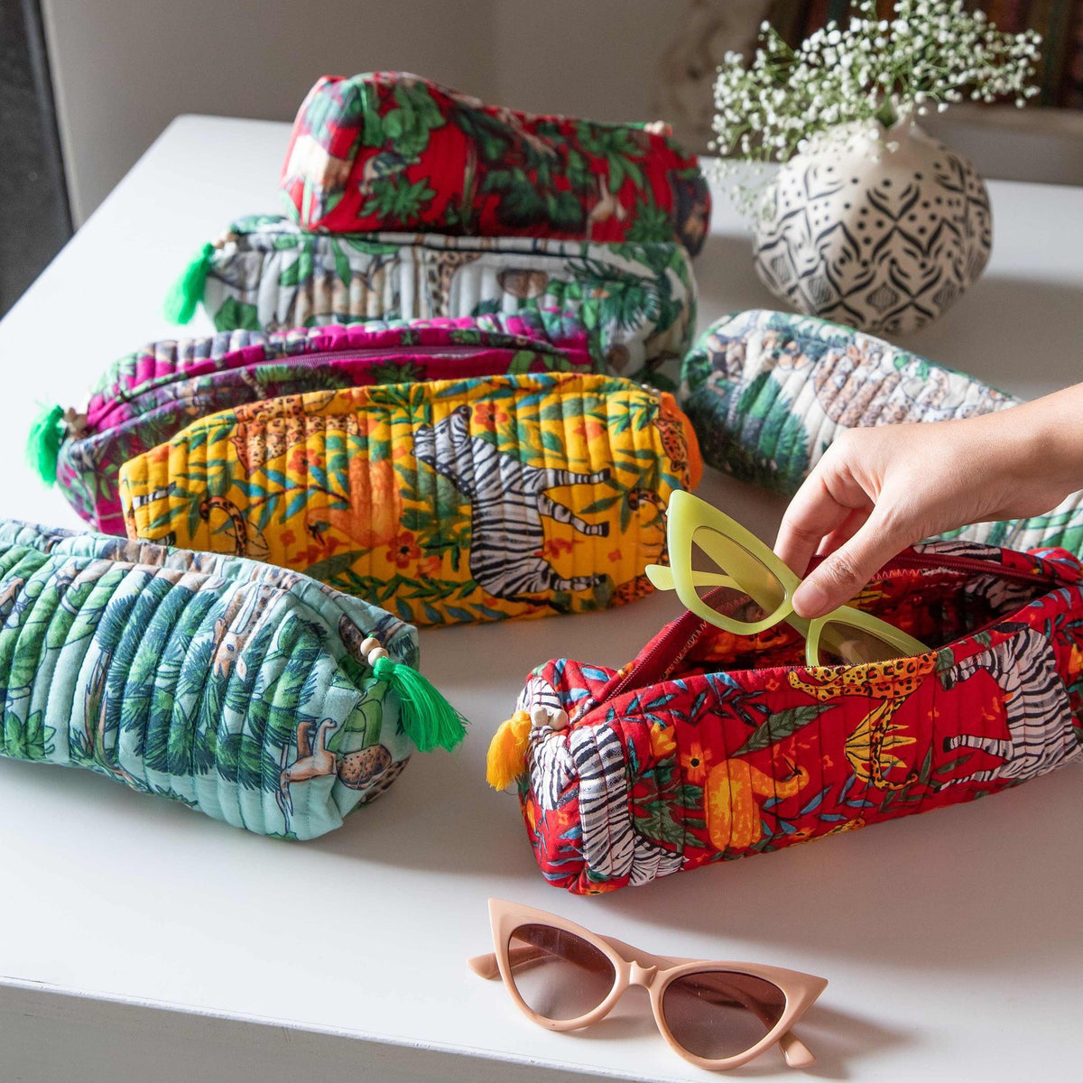 Assorted Set of Tropical Pouches-Pouches-House of Ekam