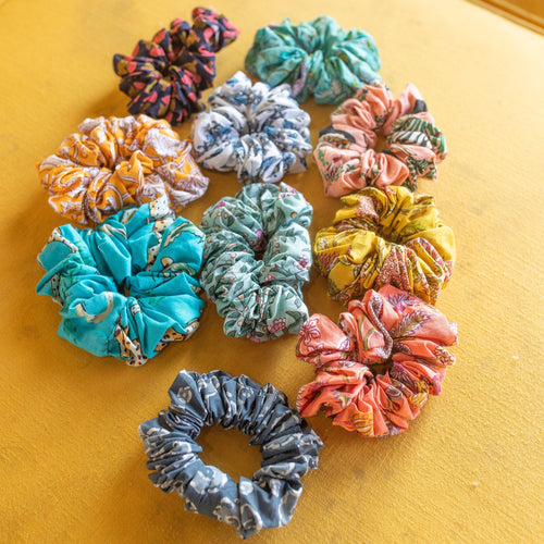 Assorted blockprint cotton scrunchies-Women accessories-House of Ekam