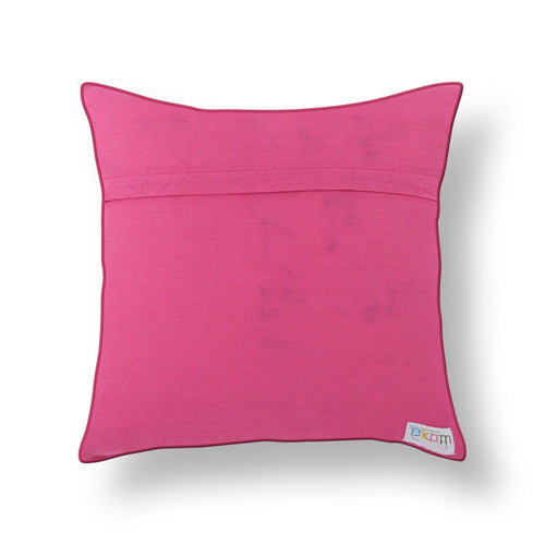 Baby Pink Bandhni Mashru Silk Cushion Cover-Cushion Covers-House of Ekam