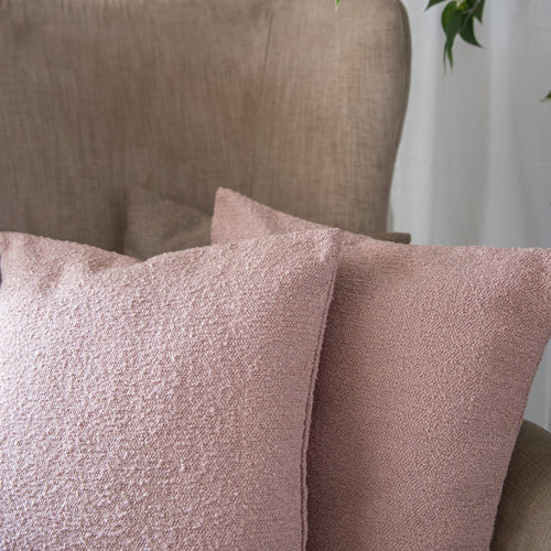 Baby Pink Boucle Cushion Cover-Cushion Covers-House of Ekam