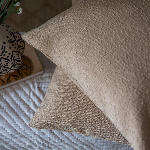 Beige Boucle Cushion Cover-Cushion Covers-House of Ekam