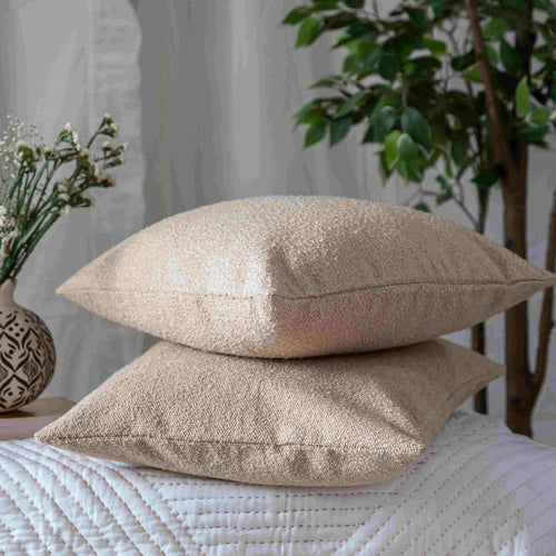 Beige Boucle Cushion Cover-Cushion Covers-House of Ekam