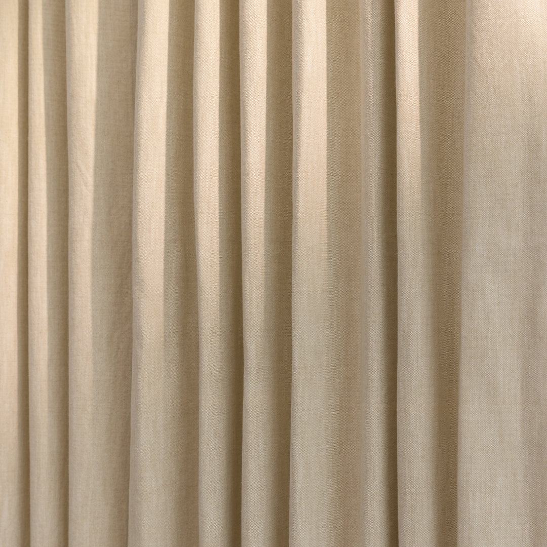Beige Cotton Slub Chambray 80% Blackout Curtain-Curtains-House of Ekam