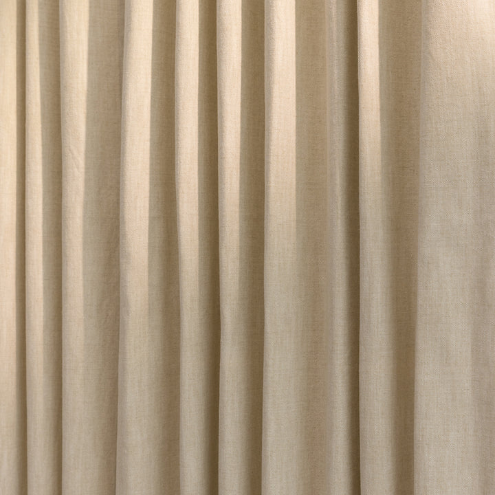 Beige Cotton Slub Chambray 80% Blackout Curtain-Curtains-House of Ekam