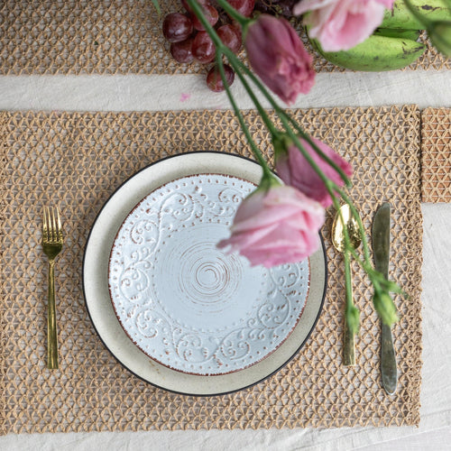 Beige Raffia Natural Table Linen Set-Table Runners-House of Ekam