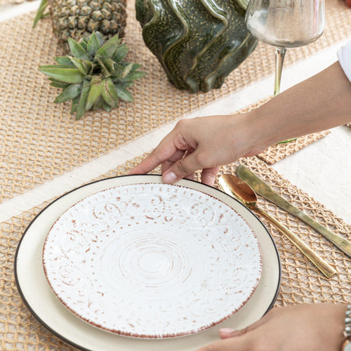 Beige Raffia Natural Table Linen Set-Table Runners-House of Ekam