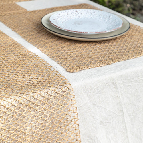 Beige Raffia Natural Table Linen Set-Table Runners-House of Ekam