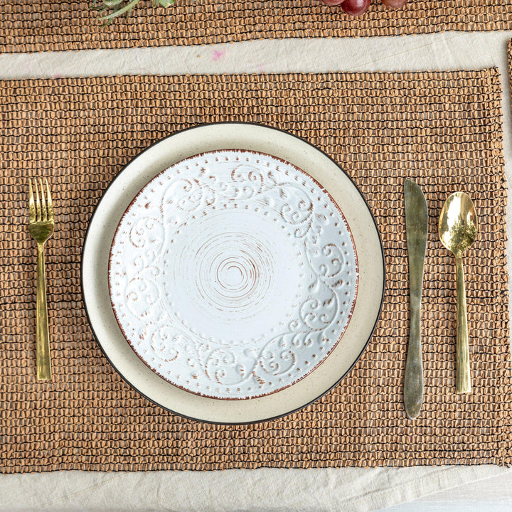 Beige and Black Raffia Natural Table Linen Set-Table Runners-House of Ekam