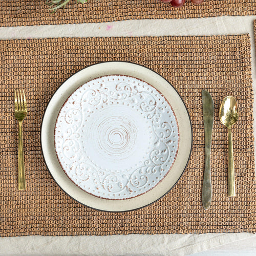 Beige and Black Raffia Natural Table Linen Set-Table Runners-House of Ekam
