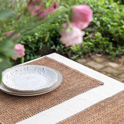 Beige and Black Raffia Natural Table Linen Set-Table Runners-House of Ekam