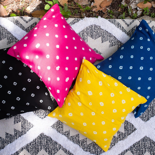 Black Bandhani Cushion Cover-Cushion Covers-House of Ekam