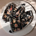 Black Floral Screenprint Cotton Tea Towel cum Dinner Napkin-Napkins-House of Ekam