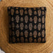 Black & Gold Buti Floral Blockprint Mashru Silk Cushion Cover-Cushion Covers-House of Ekam
