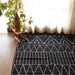 Black Moroccon Embroidered Cotton Rug-Rug-House of Ekam