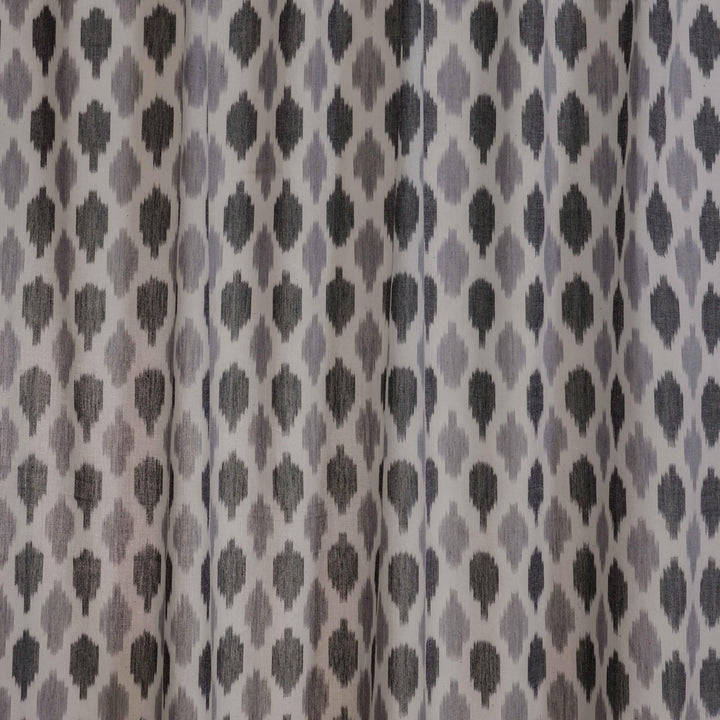Black and Grey Tarang Ikat Handloom Curtain-Curtains-House of Ekam