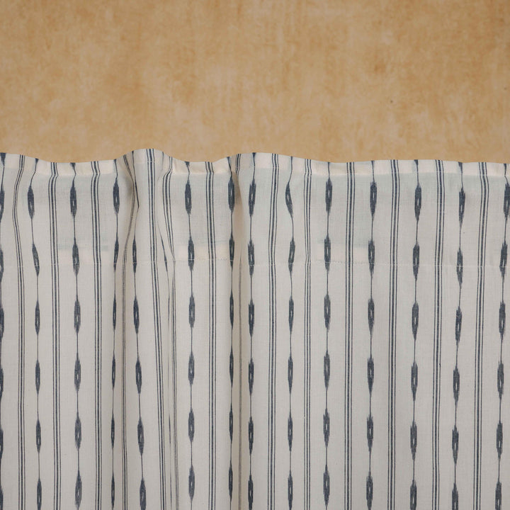 Black and White Avani Ikat Handloom Curtain-Curtains-House of Ekam