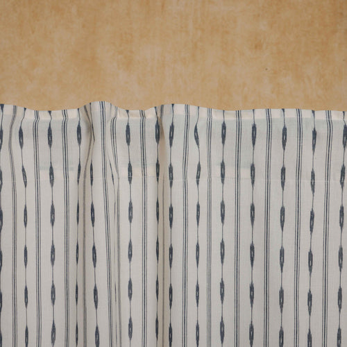 Black and White Avani Ikat Handloom Curtain-Curtains-House of Ekam