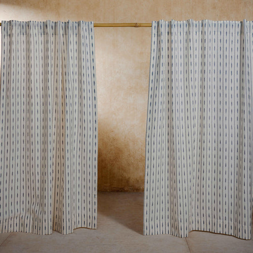 Black and White Avani Ikat Handloom Curtain-Curtains-House of Ekam