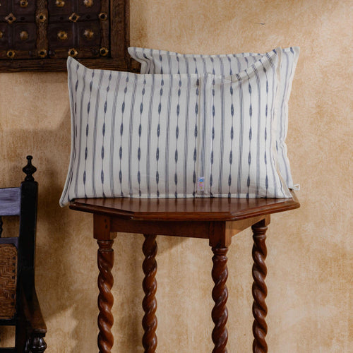 Black and White Avani Ikat Handloom Cushion Cover-Cushion Covers-House of Ekam