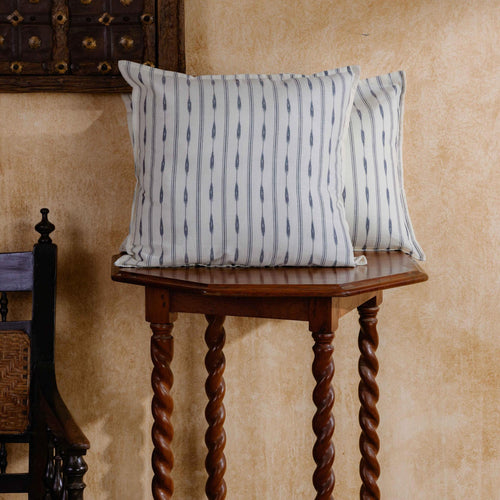 Black and White Avani Ikat Handloom Cushion Cover-Cushion Covers-House of Ekam