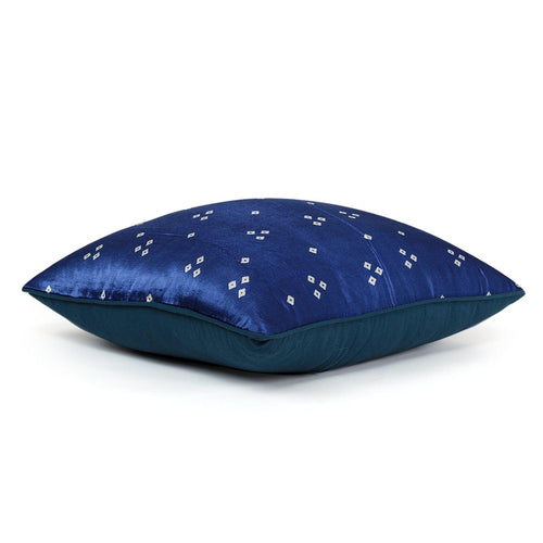 Blue Bandhani Mashru Silk Cushion Cover-Cushion Covers-House of Ekam