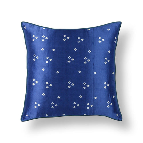 Blue Bandhani Mashru Silk Cushion Cover-Cushion Covers-House of Ekam