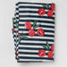 Blue Cherry Stripe Screenprinted Cotton Fabric-fabric-House of Ekam