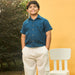 Blue Cotton Slub Boys Shirt-Kidswear-House of Ekam