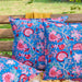 Blue Gulnaar Blockprint Cushion Cover-Cushion Covers-House of Ekam