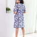 Blue Leela Floral Screenprinted Cotton Dress-Dresses-House of Ekam