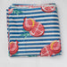 Blue Pomegranate Stripe Screenprinted Cotton Fabric-fabric-House of Ekam