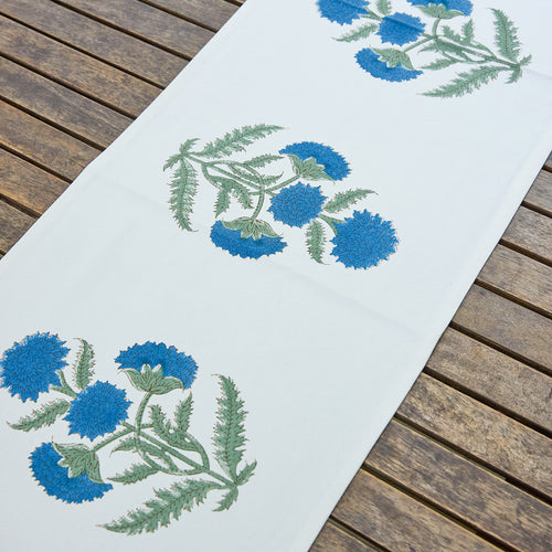 Blue Poppy Table Cloth-Table Runners-House of Ekam