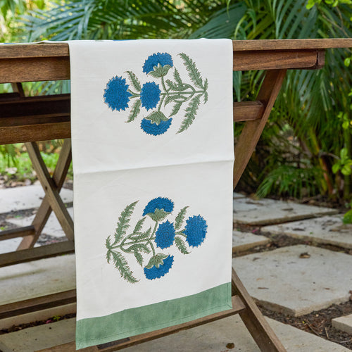 Blue Poppy Table Cloth-Table Runners-House of Ekam