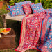 Blue & Red Gulnaar Blockprint Double Bed Quilt-Quilt sets-House of Ekam