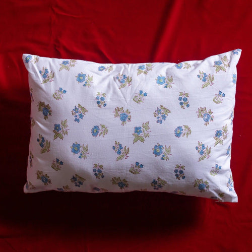 Blue & Red Gulshan Jaal Cushion Cover-Cushion Covers-House of Ekam