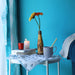 Blue & White Floral Blockprint Cotton Tea Towel cum Dinner Napkin-Tea Towels-House of Ekam