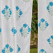 Blue and Green Rose Blockprint Chanderi Silk Curtain-Curtains-House of Ekam