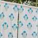 Blue and Green Rose Blockprint Chanderi Silk Curtain-Curtains-House of Ekam