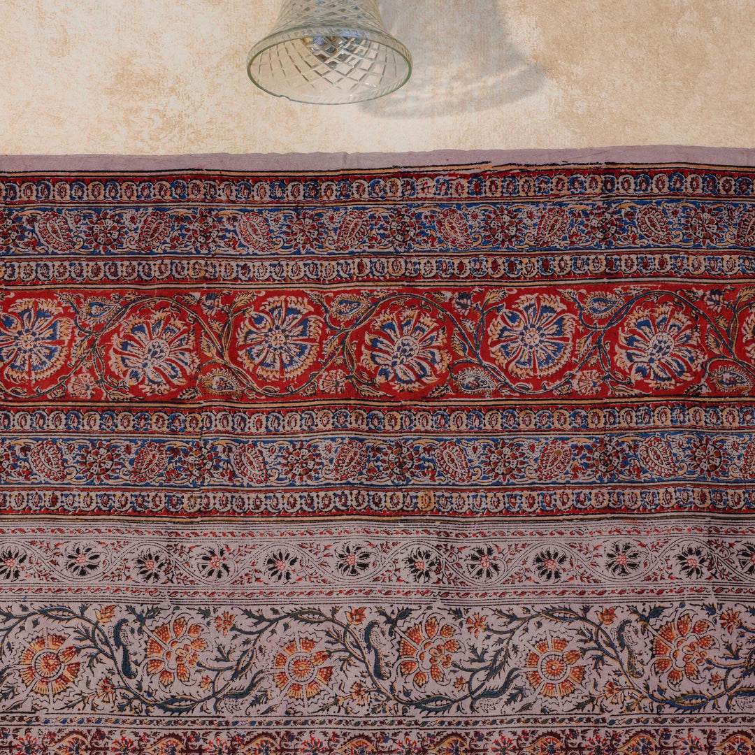 Blue and Red Pandu Machilipatnam Kalamkari Palampore Wall Art-Framed Wall Art-House of Ekam