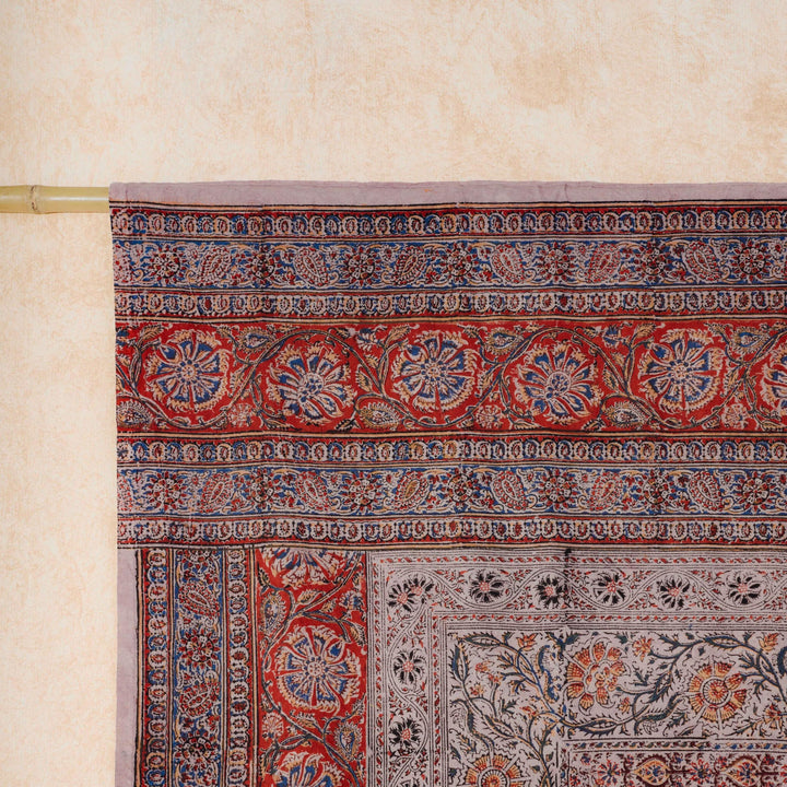 Blue and Red Pandu Machilipatnam Kalamkari Palampore Wall Art-Framed Wall Art-House of Ekam