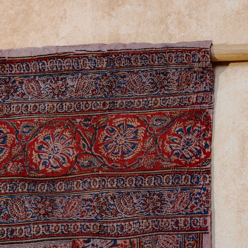 Blue and Red Pandu Machilipatnam Kalamkari Palampore Wall Art-Framed Wall Art-House of Ekam