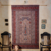 Blue and Red Pandu Machilipatnam Kalamkari Palampore Wall Art-Framed Wall Art-House of Ekam