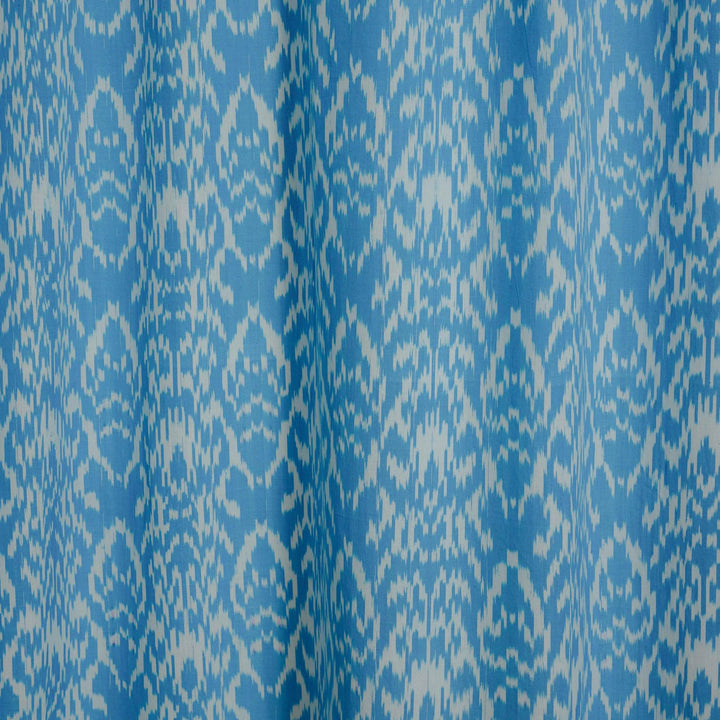 Blue and White Dhara Ikat Handloom Curtain-Curtains-House of Ekam